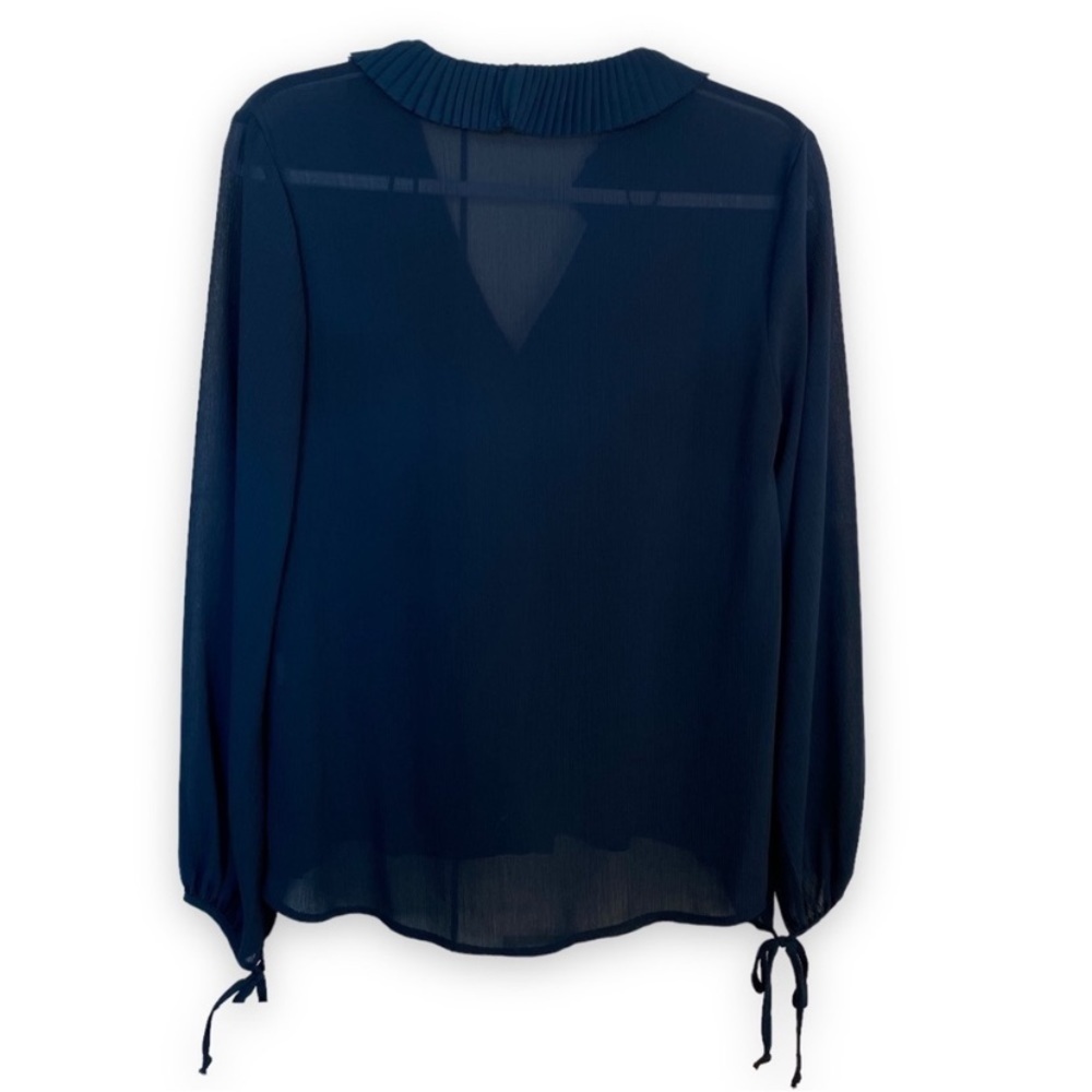 Zara Teal Blue Crepe Blouse with ruffle detail - Size XS (Oversized) Turkey - Picture 3 of 6